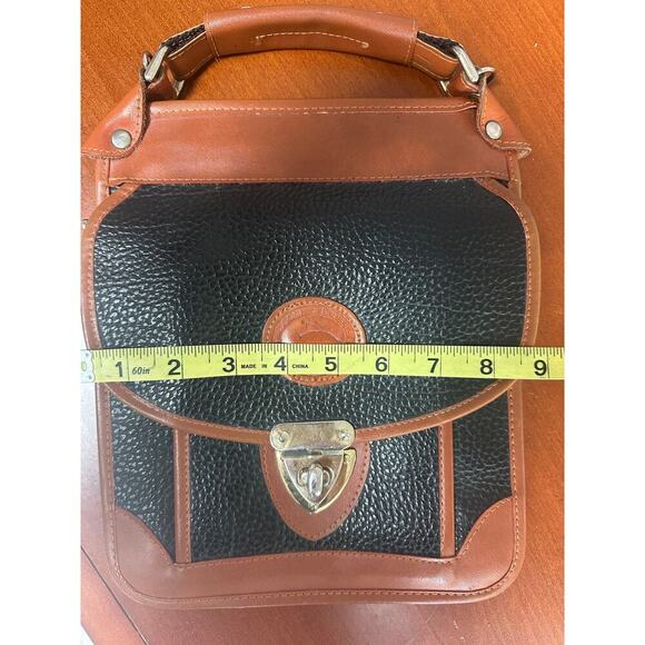 Vintage Dooney & Bourke All Weather Leather Satchel Black Tan Trim USA READ - Picture 7 of 9